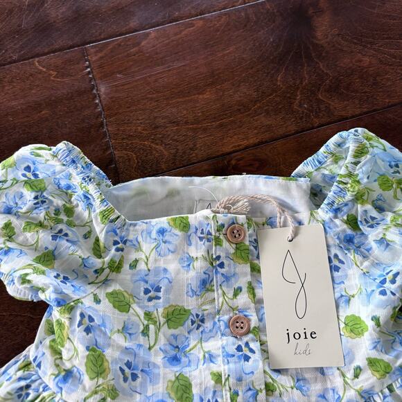 Joie Girls 2T Dress Layered Flowy Button Down Floral Blue Green Summer - Picture 8 of 10